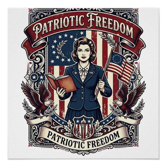 Patriotic Teacher Vector Graphic Tee_1 Poster (Front)