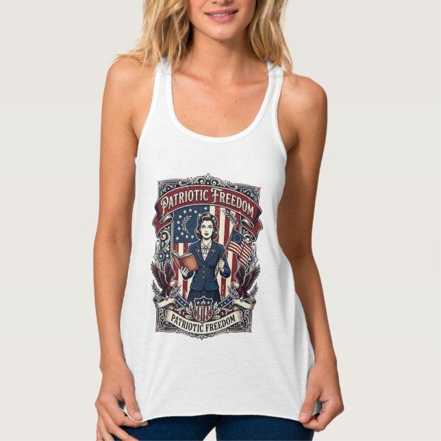 Patriotic Teacher Vector Graphic Tee_1 Singlet (Front)
