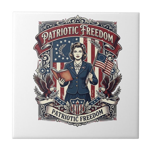 Patriotic Teacher Vector Graphic Tee_1 Tile (Front)