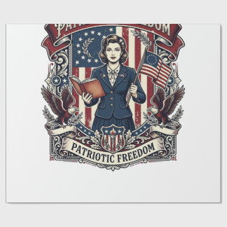 Patriotic Teacher Vector Graphic Tee_1 Wrapping Paper