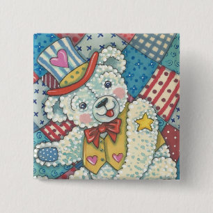PATRIOTIC TEDDY BEAR & PATCHWORK BUTTON Square