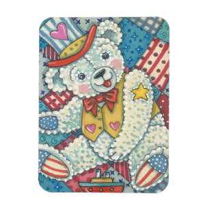 PATRIOTIC TEDDY BEAR & QUILT MAGNET
