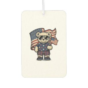 Patriotic Teddy Bear Vintage Engraving Shirt Desig Car Air Freshener
