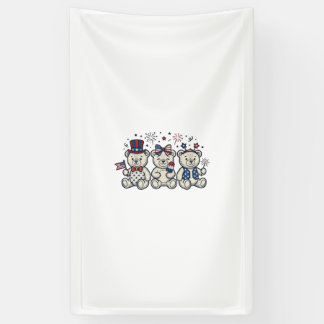 Patriotic Teddy Bears Vintage Engraving Vector Des Banner