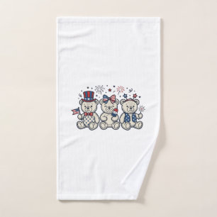Patriotic Teddy Bears Vintage Engraving Vector Des Hand Towel