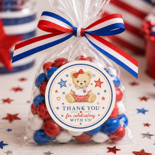 Patriotic Teddy Favour Sticker