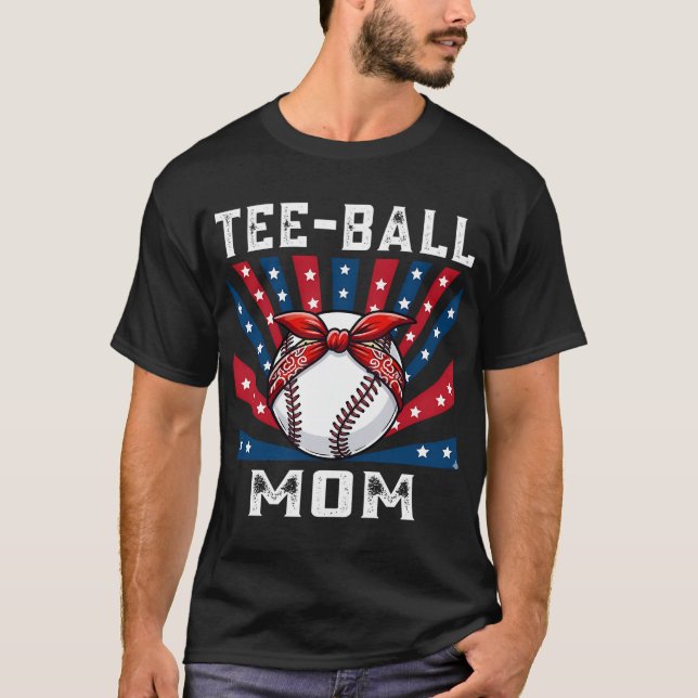 Patriotic Tee Ball Mum Baseball Shirt (Front)
