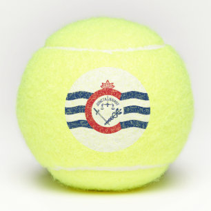 Patriotic Tennis Ball with Flag of Cincinnati, USA