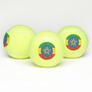 Patriotic Tennis Ball with Flag of Ethiopia