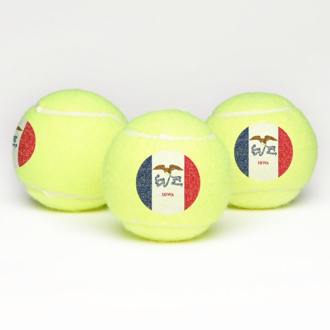 Patriotic Tennis Ball with Flag of Iowa, USA (Multi)