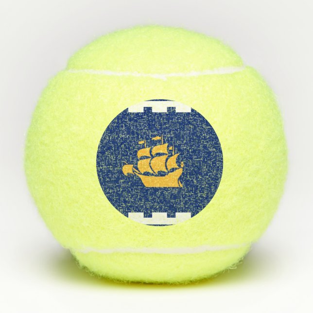 Patriotic Tennis Ball with Flag of Quebec City (Front)