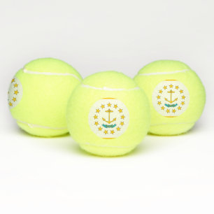 Patriotic Tennis Ball with Flag of Rhode Island