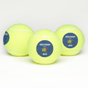 Patriotic Tennis Ball with Flag of Wisconsin