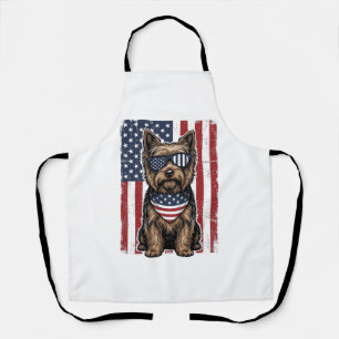 Patriotic Terrier Dog Vintage Flag Vector Design_1 Apron