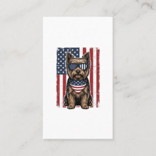 Patriotic Terrier Dog Vintage Flag Vector Design_1 Business Card