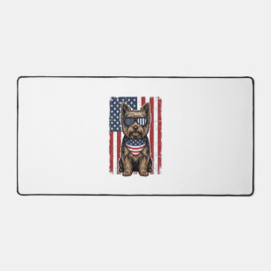 Patriotic Terrier Dog Vintage Flag Vector Design_1 Desk Mat