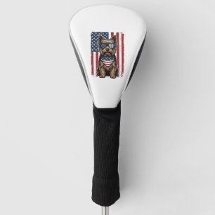 Patriotic Terrier Dog Vintage Flag Vector Design_1 Golf Head Cover