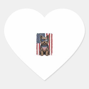 Patriotic Terrier Dog Vintage Flag Vector Design_1 Heart Sticker