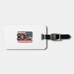 Patriotic Terrier Dog Vintage Flag Vector Design_1 Luggage Tag