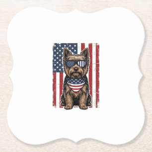 Patriotic Terrier Dog Vintage Flag Vector Design_1 Paper Coaster