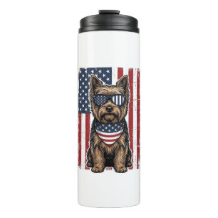 Patriotic Terrier Dog Vintage Flag Vector Design_1 Thermal Tumbler