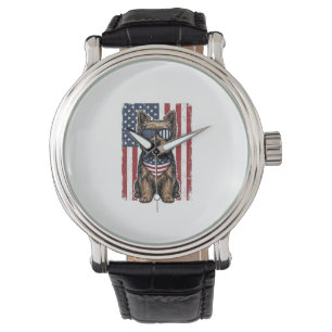 Patriotic Terrier Dog Vintage Flag Vector Design_1 Watch