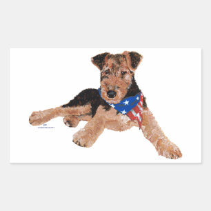 Patriotic Terrier Puppy Rectangular Sticker