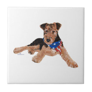 Patriotic Terrier Puppy Tile