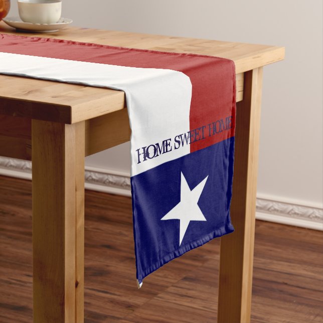 Patriotic Texas Flag Home sweet Home Long Table Runner (In Situ)