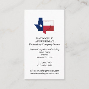 Patriotic TEXAS FLAG Photo Business Card