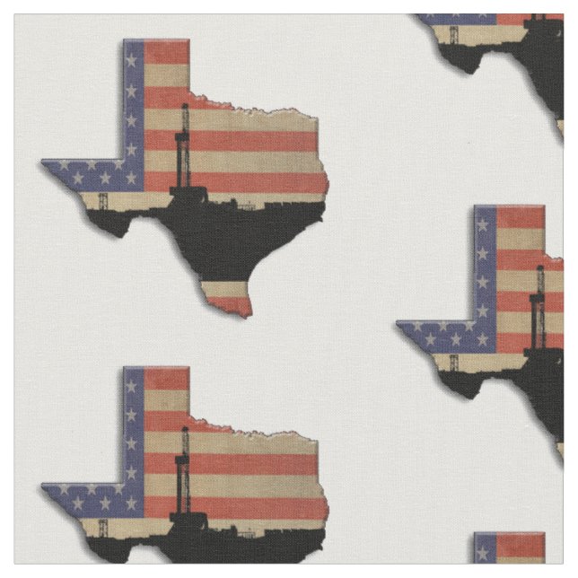 Patriotic Texas Oil Drilling Rig Fabric (Close Up)