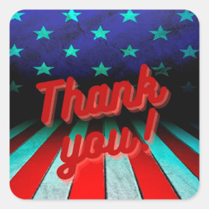 Patriotic Thank you!    Square Sticker