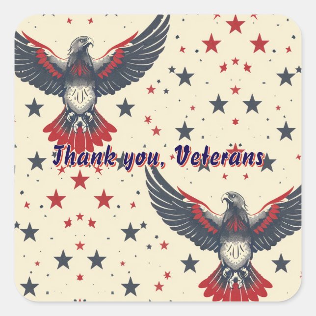Patriotic Thank You Veterans Gift Sticker Label (Front)