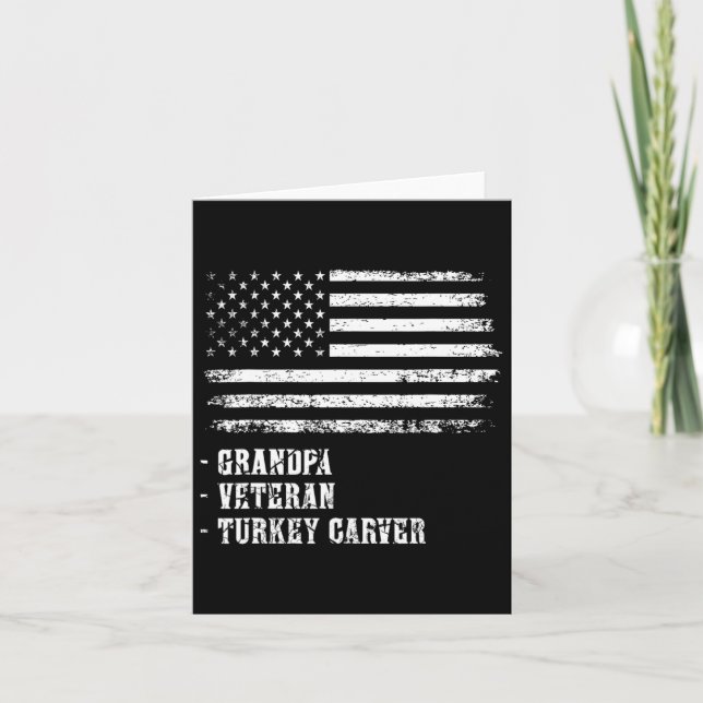 Patriotic Thanksgiving Grandpa Official Turkey Car Card (Front)