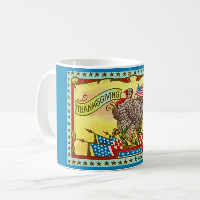 Patriotic Thanksgiving Greeting Coffee Mug (Front Left)