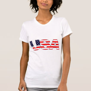Patriotic the word USA in American Flag colours T-Shirt