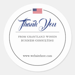 Patriotic Themed Business Thank You  Classic Round Sticker