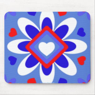 PATRIOTIC THEMED MOUSEPAD - DESIGNER HEART  FLOWER