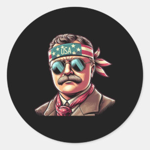 Patriotic Theodore Roosevelt 4th Of July Usa Ameri Classic Round Sticker