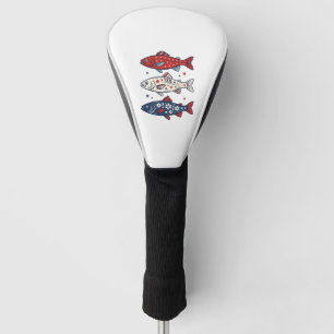 Patriotic Three Fish Vintage Engraving Shirt Desig Golf Head Cover