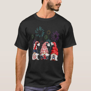 Patriotic Three Gnomes Firework Independence Day 4 T-Shirt