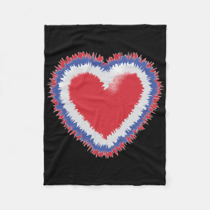 Patriotic Tie Dye Heart In American Flag Colours 4 Fleece Blanket