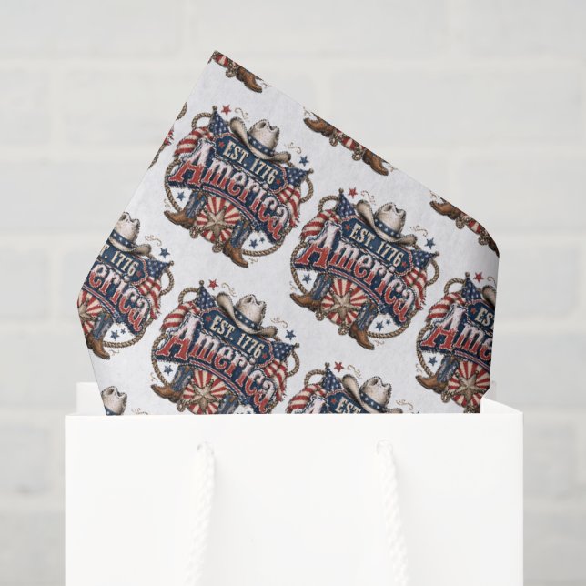 Patriotic tiled pattern July 4th party  Tissue Paper (Gift Bag)