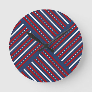 Patriotic Time Round Clock