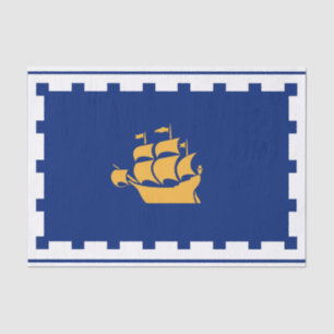 Patriotic tissue paper with flag of Quebec City
