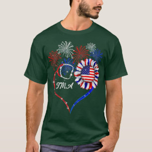 Patriotic TMA 4th Of July American Flag Sunflower T-Shirt