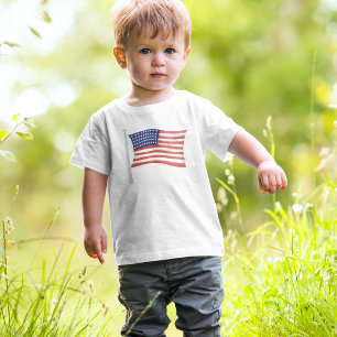Patriotic Toddler Red White and Blue Trendy Flag T-Shirt