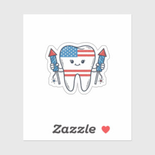 Patriotic Tooth Mascot Fireworks Vector Design_1