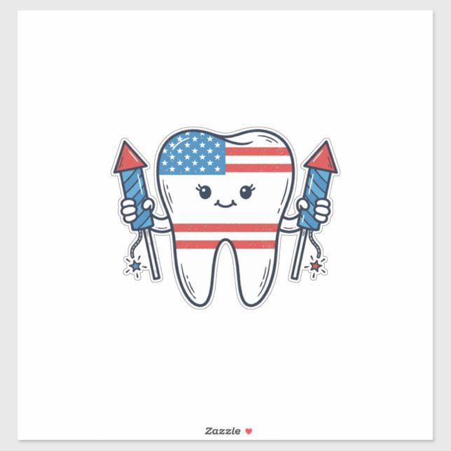 Patriotic Tooth Mascot Fireworks Vector Design_1 (Sheet)