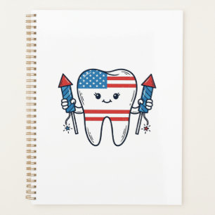 Patriotic Tooth Mascot Fireworks Vector Design_1 Planner